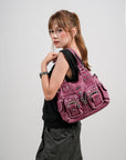 Purse With Silver Hardware 90s Style Crossbody Bag For Women