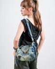 Western Studded Denim Shoulder & Crossbody Bag