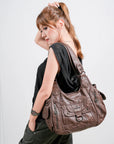 Large Multi Pocket Hobo Purse for Women with Adjustable Strap