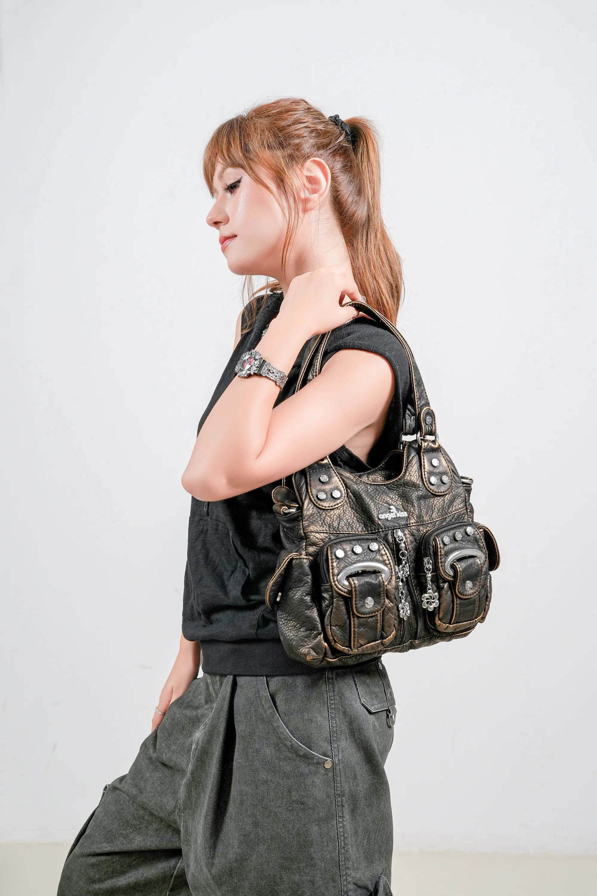 Purse With Silver Hardware 90s Style Crossbody Bag For Women