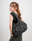 Large Multi-Pocket Convertible Hobo Bag