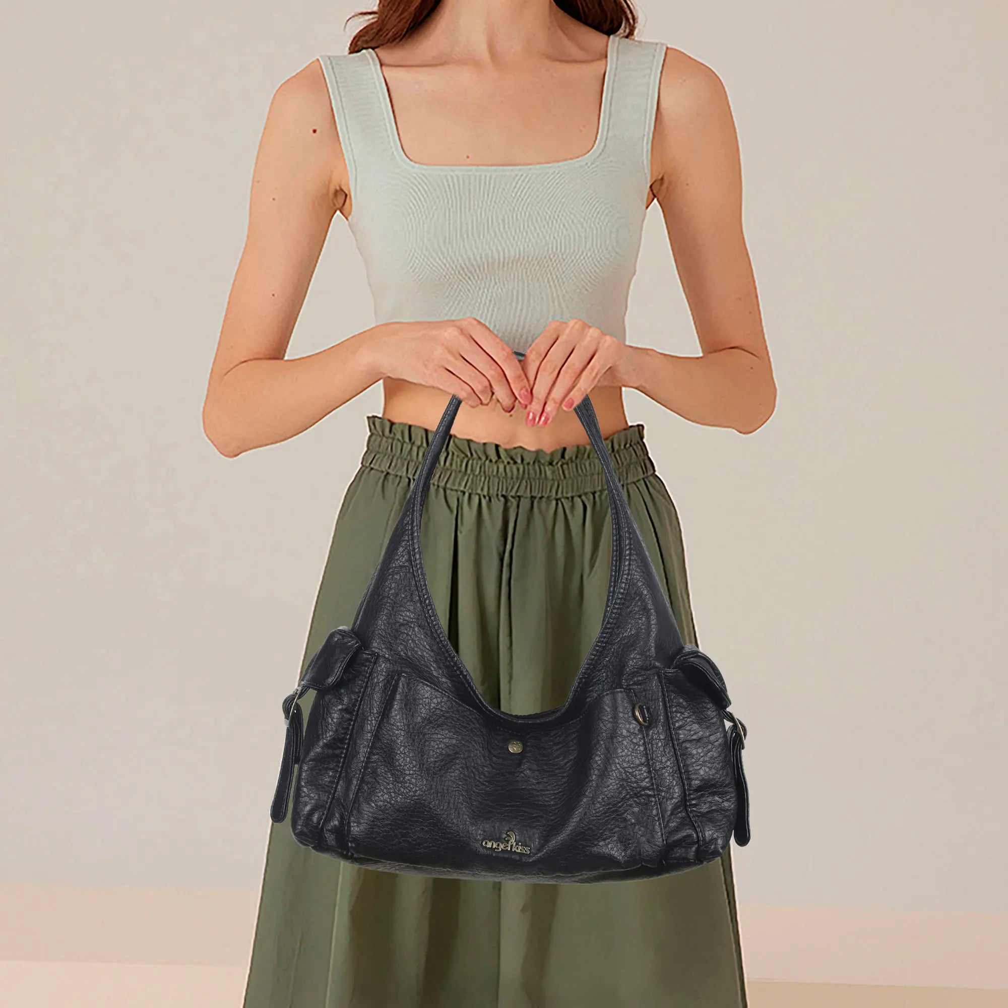 Vintage Moto Crescent Shoulder Bag