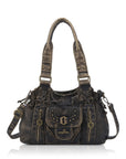 Lace-Up Multi-Pocket Hobo Shoulder Bag