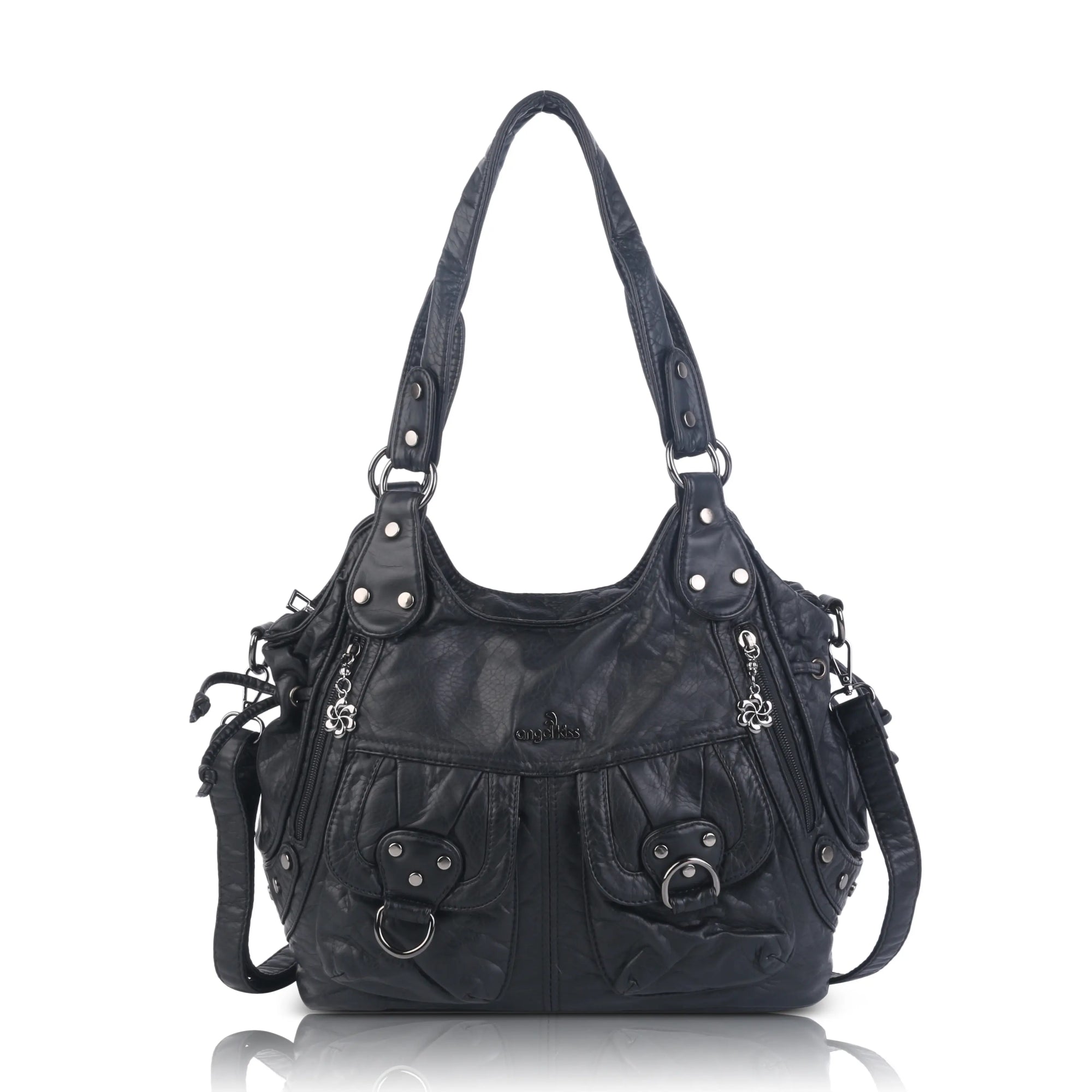 Organized Storage Faux Leather Tote Crossbody Bag Hardware Detail