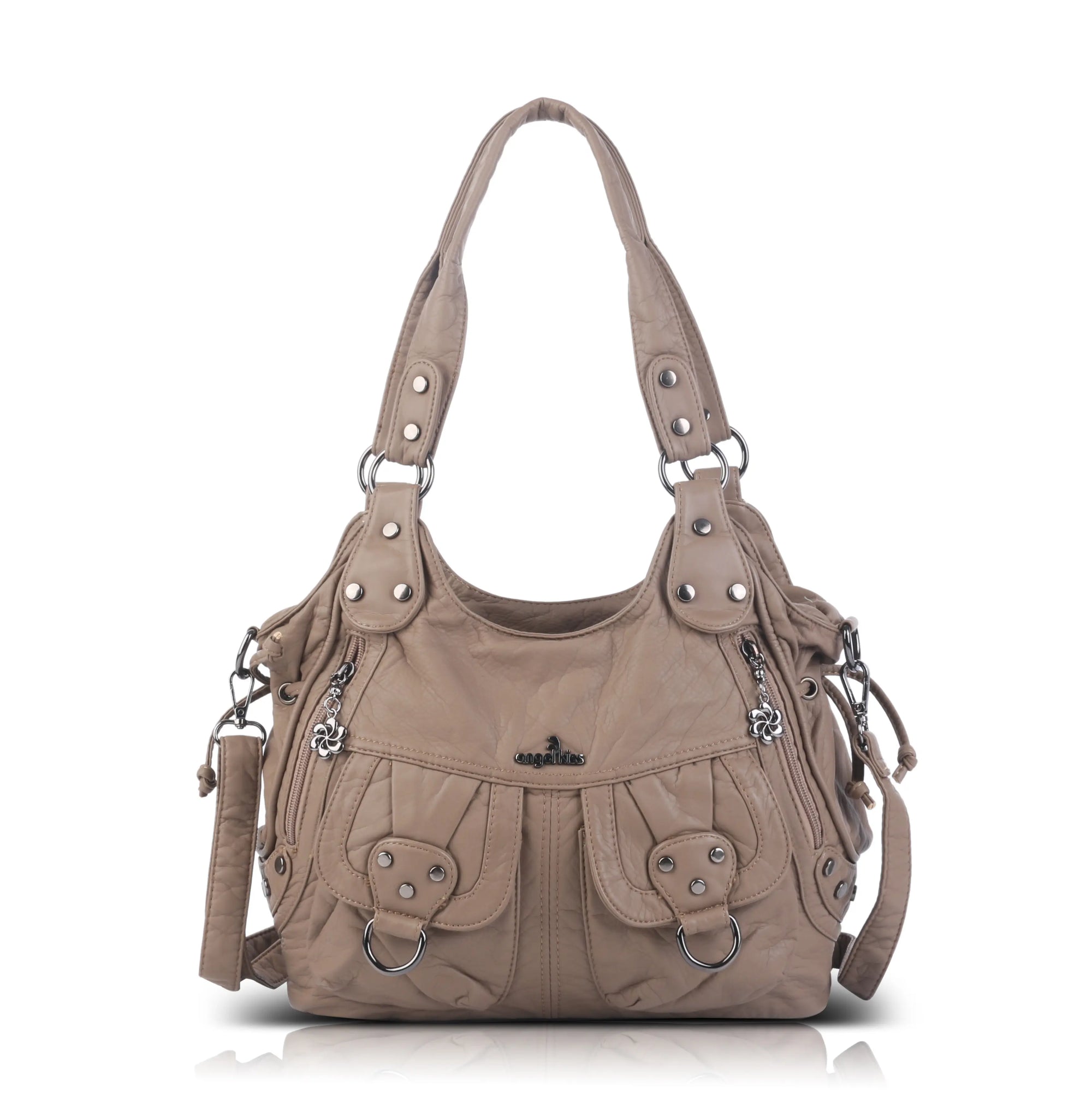 Organized Storage Faux Leather Tote Crossbody Bag Hardware Detail