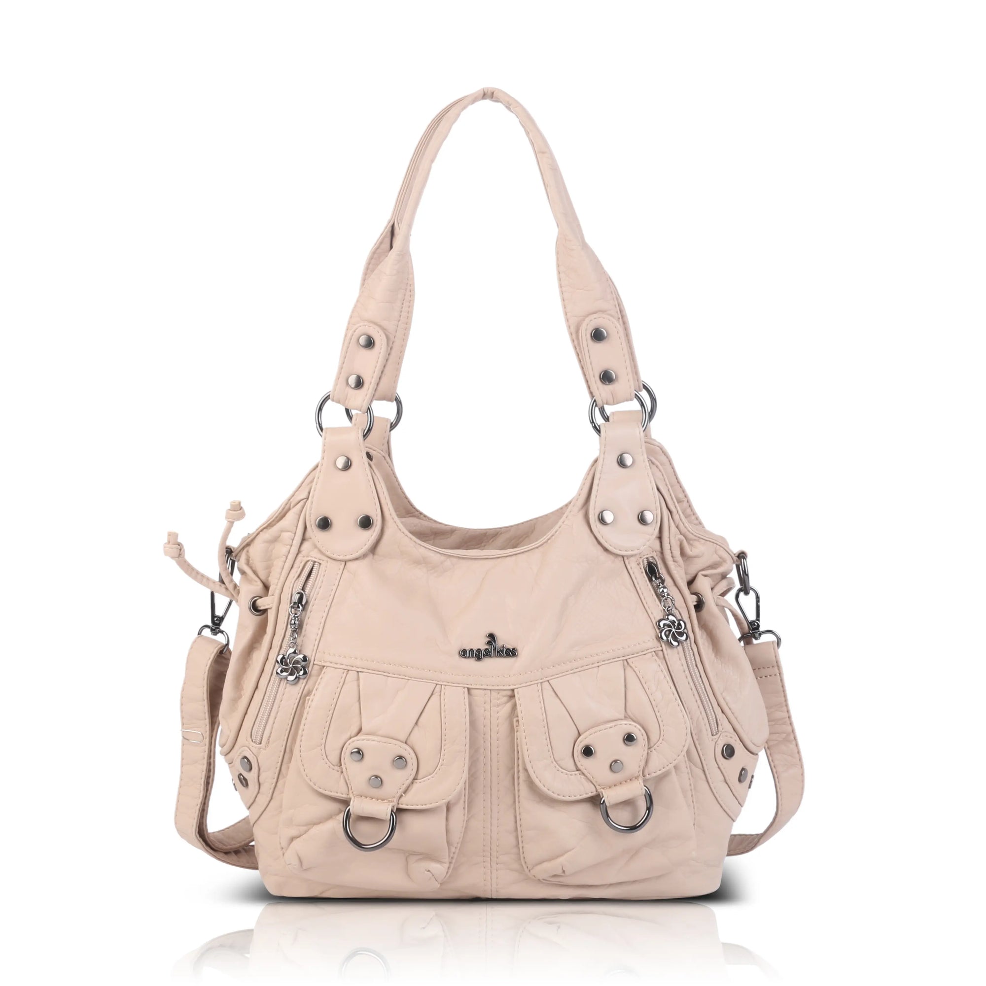 Organized Storage Faux Leather Tote Crossbody Bag Hardware Detail