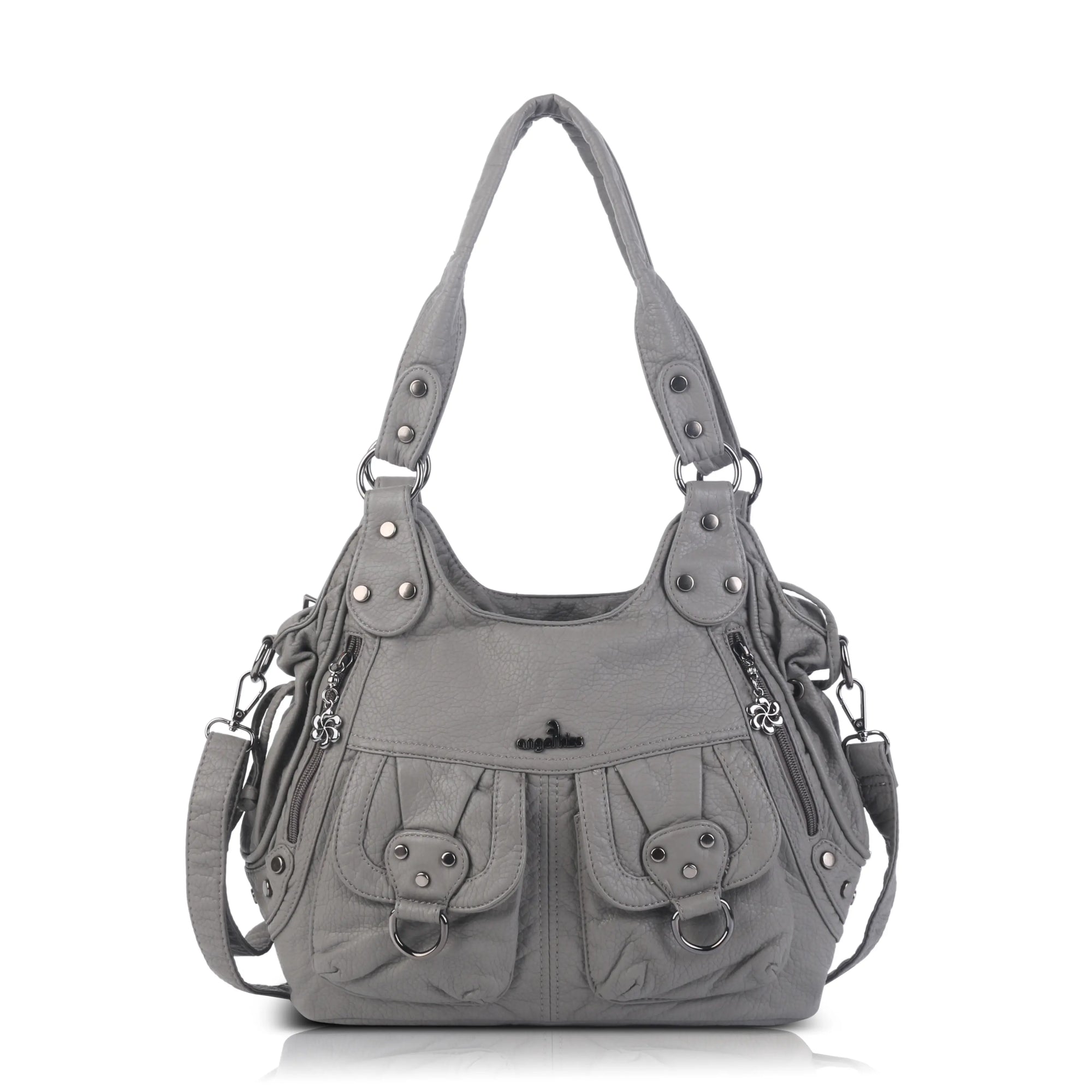 Organized Storage Faux Leather Tote Crossbody Bag Hardware Detail