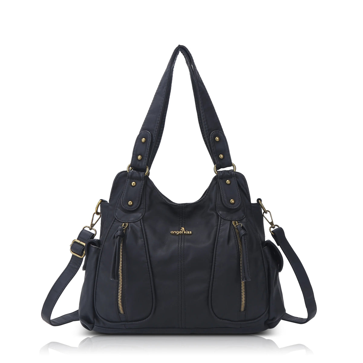 Y2K Double Pocket Shoulder Bag Belted Faux Leather Crossbody Bag Y2K Double Pocket Shoulder Bag Belted Faux Leather Crossbody Bag
