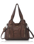 Y2K Double Pocket Shoulder Bag Belted Faux Leather Crossbody Bag