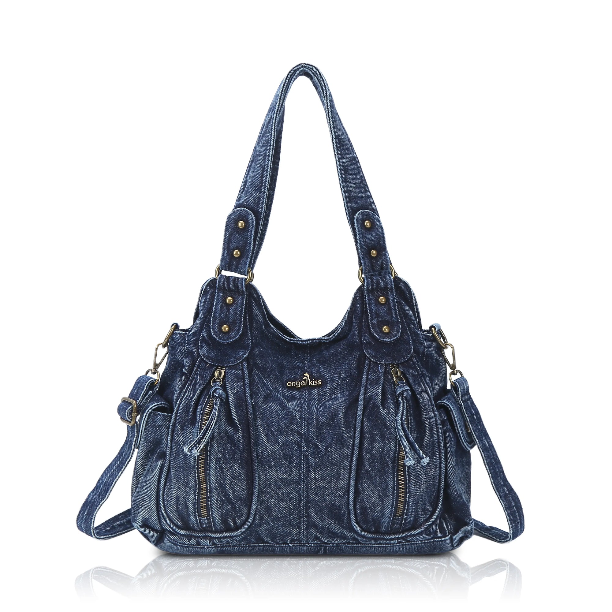 Y2K Double Pocket Shoulder Bag Belted Faux Leather Crossbody Bag