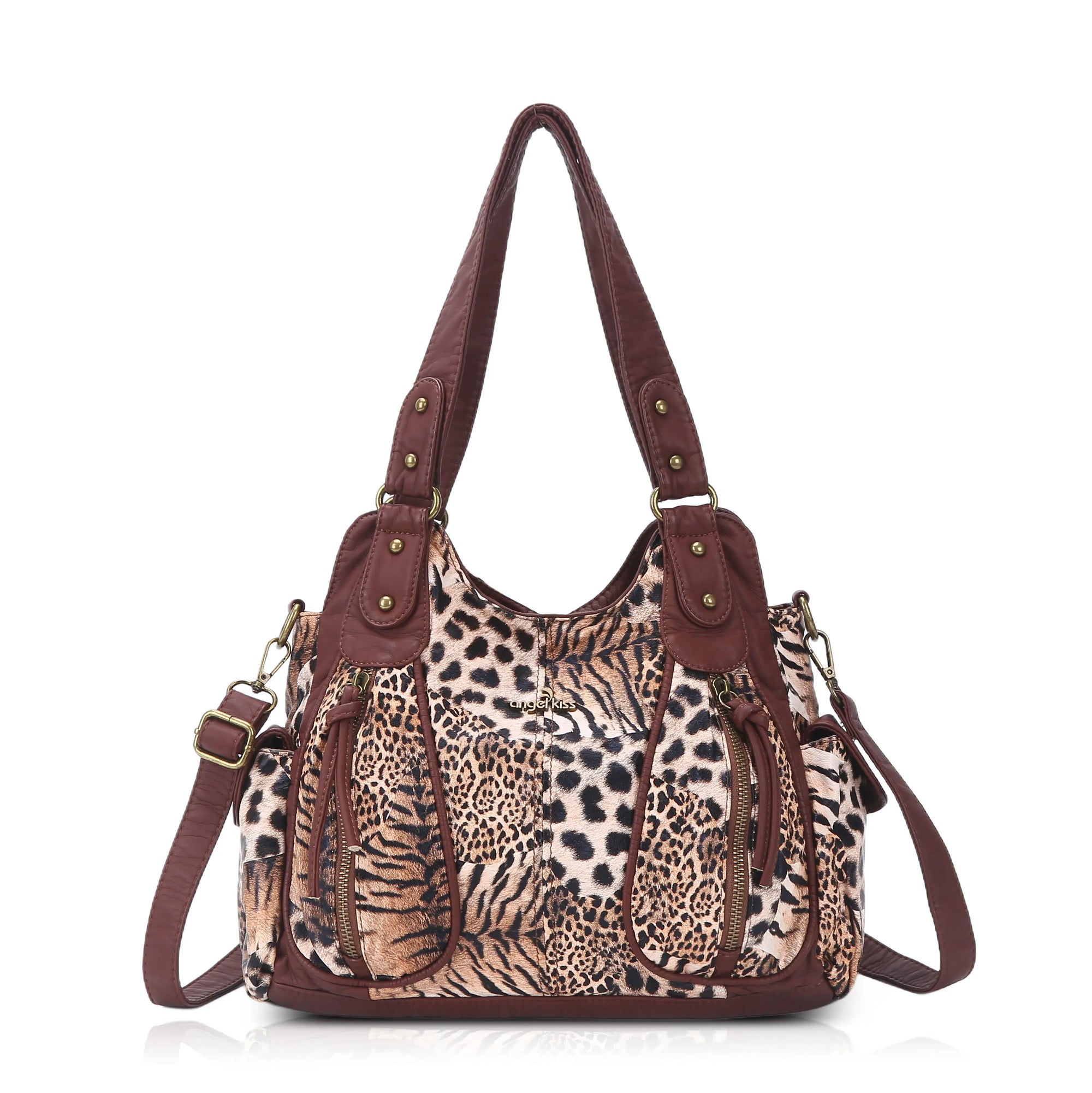 Y2K Double Pocket Shoulder Bag Belted Faux Leather Crossbody Bag