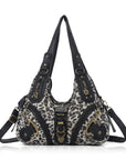 Leopard Print Crescent Shoulder Purse with Top Zip
