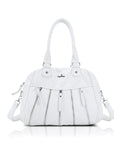 Large Multi-Zipper Pocket Satchel Bag with Crossbody Strap