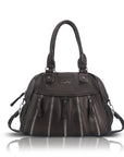 Large Multi-Zipper Pocket Satchel Bag with Crossbody Strap