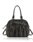 Large Multi-Zipper Pocket Satchel Bag with Crossbody Strap