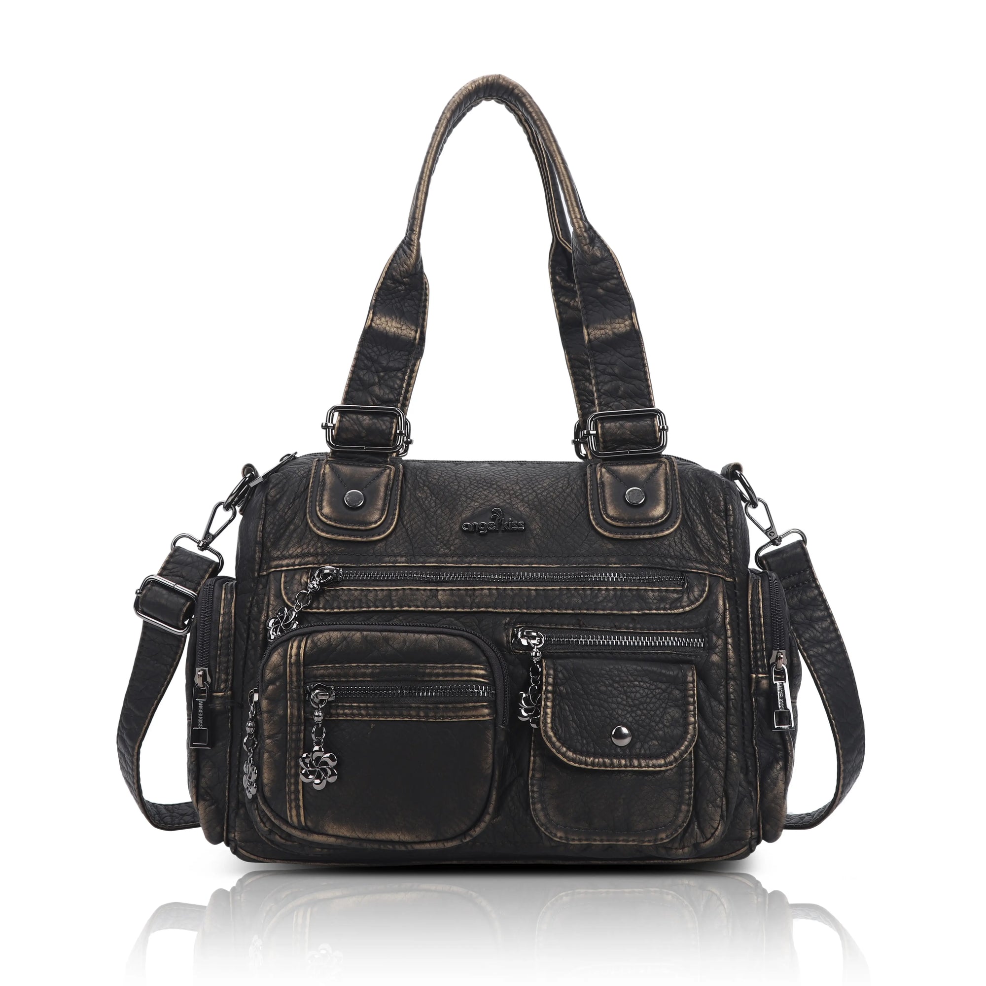 Vintage Utility Satchel Crossbody Bag with Easy-Access Pockets