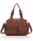 Vintage Utility Satchel Crossbody Bag with Easy-Access Pockets