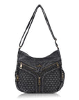 Y2K V-Zip Denim Hobo Shoulder-Crossbody Bag