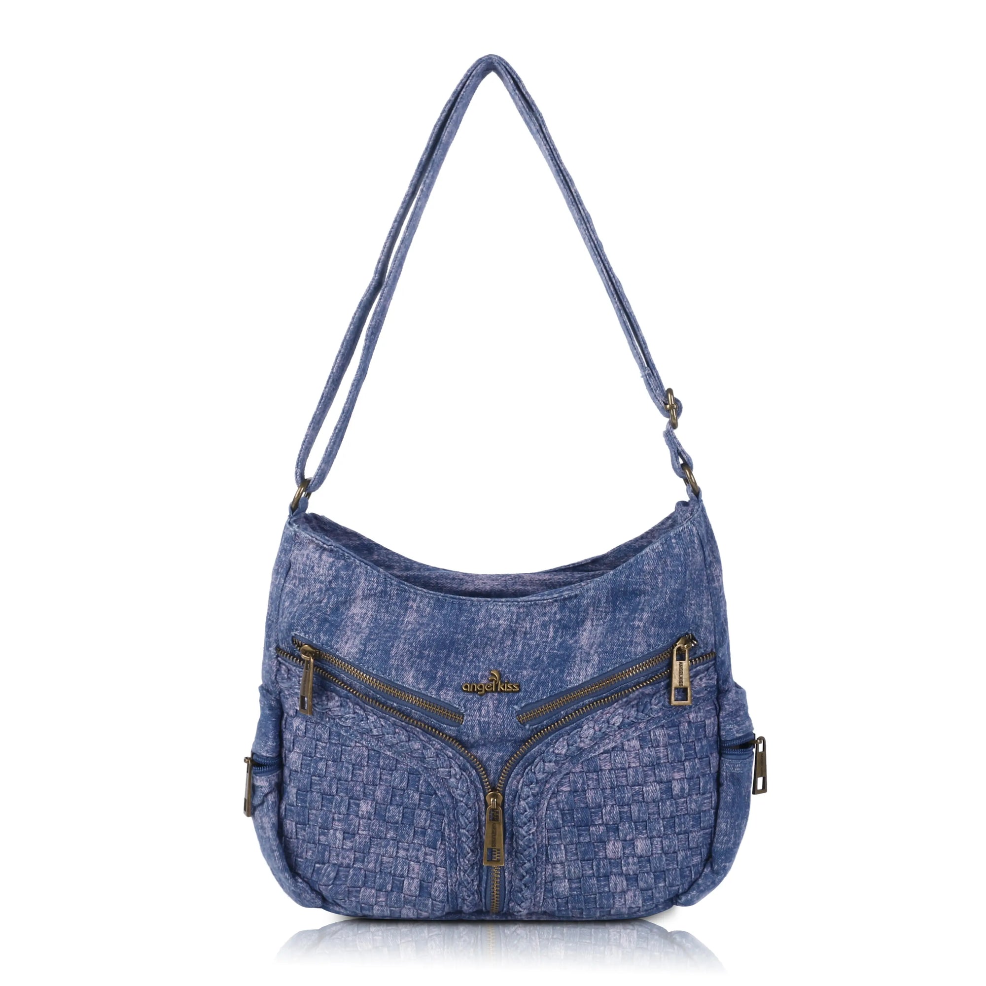 Y2K V-Zip Denim Hobo Shoulder-Crossbody Bag