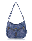 Y2K V-Zip Denim Hobo Shoulder-Crossbody Bag