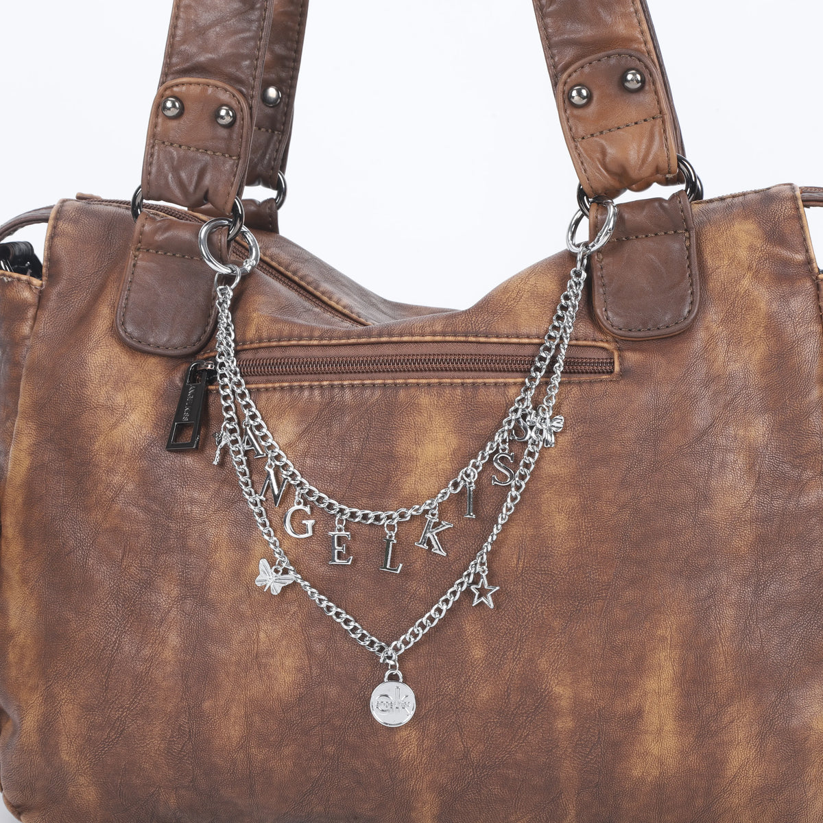 Y2K Vintage Letter Charm Bag Chain with Butterfly and Star Pendants
