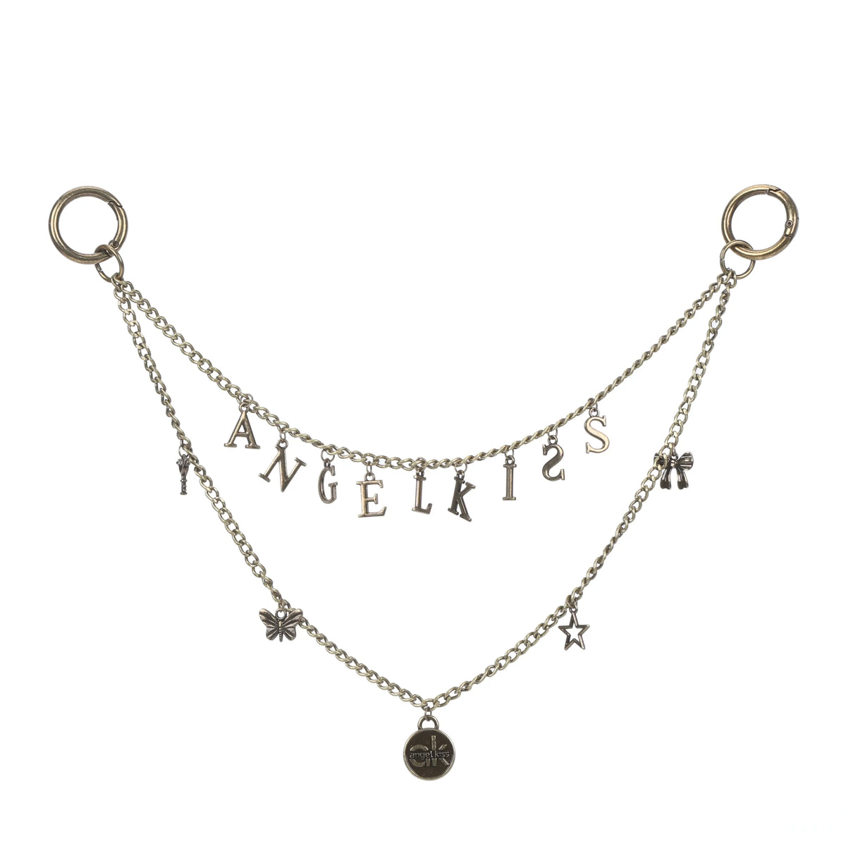 Y2K Vintage Letter Charm Bag Chain with Butterfly and Star Pendants
