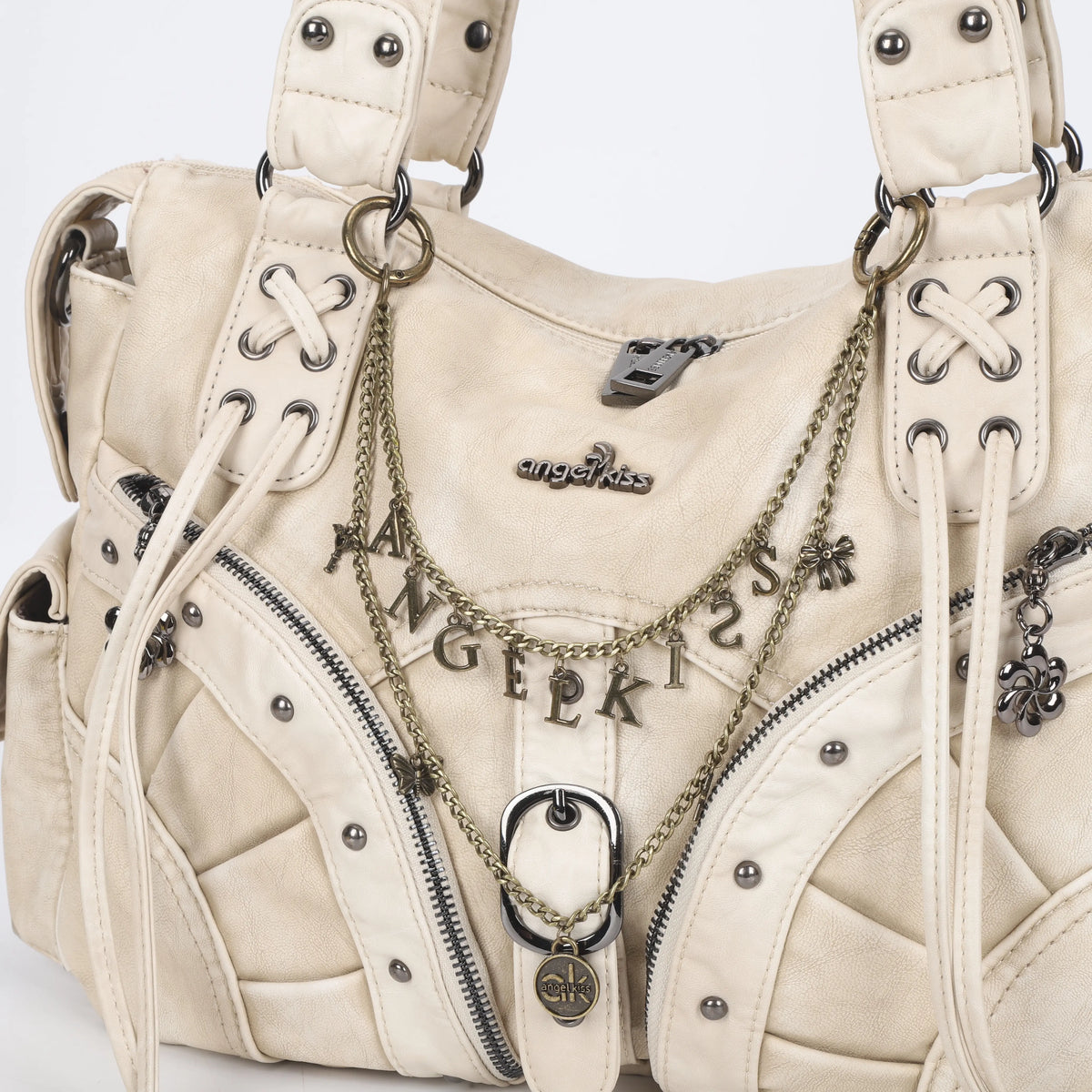 Y2K Vintage Letter Charm Bag Chain with Butterfly and Star Pendants