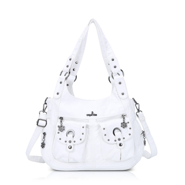 Women's Biker Purses Moto Shoulder Bag Medium Studded Handbags