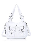 Women's Biker Purses Moto Shoulder Bag Medium Studded Handbags