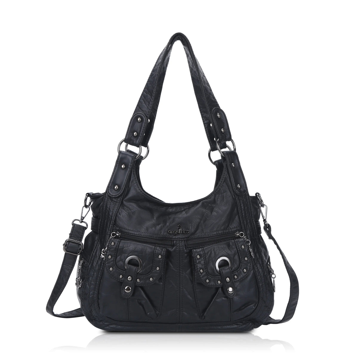 Women's Biker Purses Moto Shoulder Bag Medium Studded Handbags