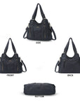Y2K Double Pocket Shoulder Bag Belted Faux Leather Crossbody Bag