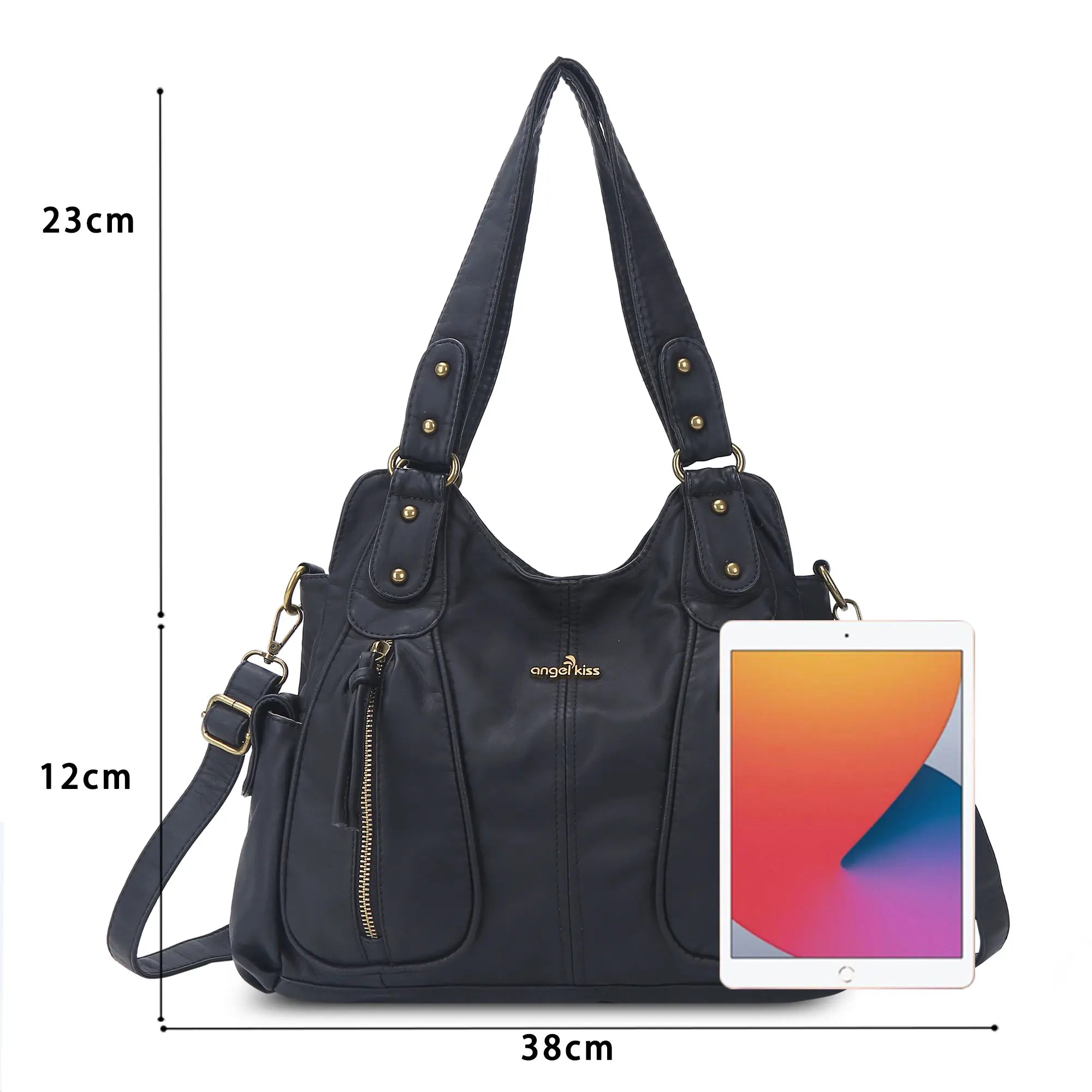 Y2K Double Pocket Shoulder Bag Belted Faux Leather Crossbody Bag