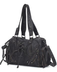 Lace-Up Moto Multi-Pocket Shoulder Bag