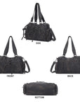 Lace-Up Moto Multi-Pocket Shoulder Bag