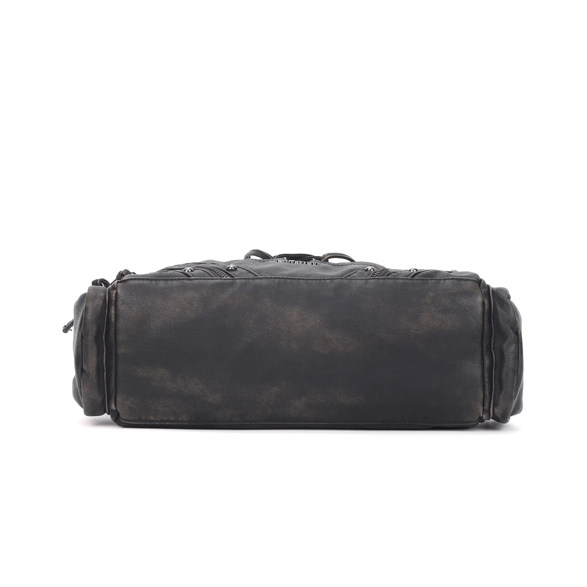 Lace-Up Moto Multi-Pocket Shoulder Bag