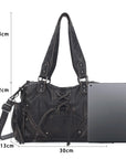 Lace-Up Moto Multi-Pocket Shoulder Bag