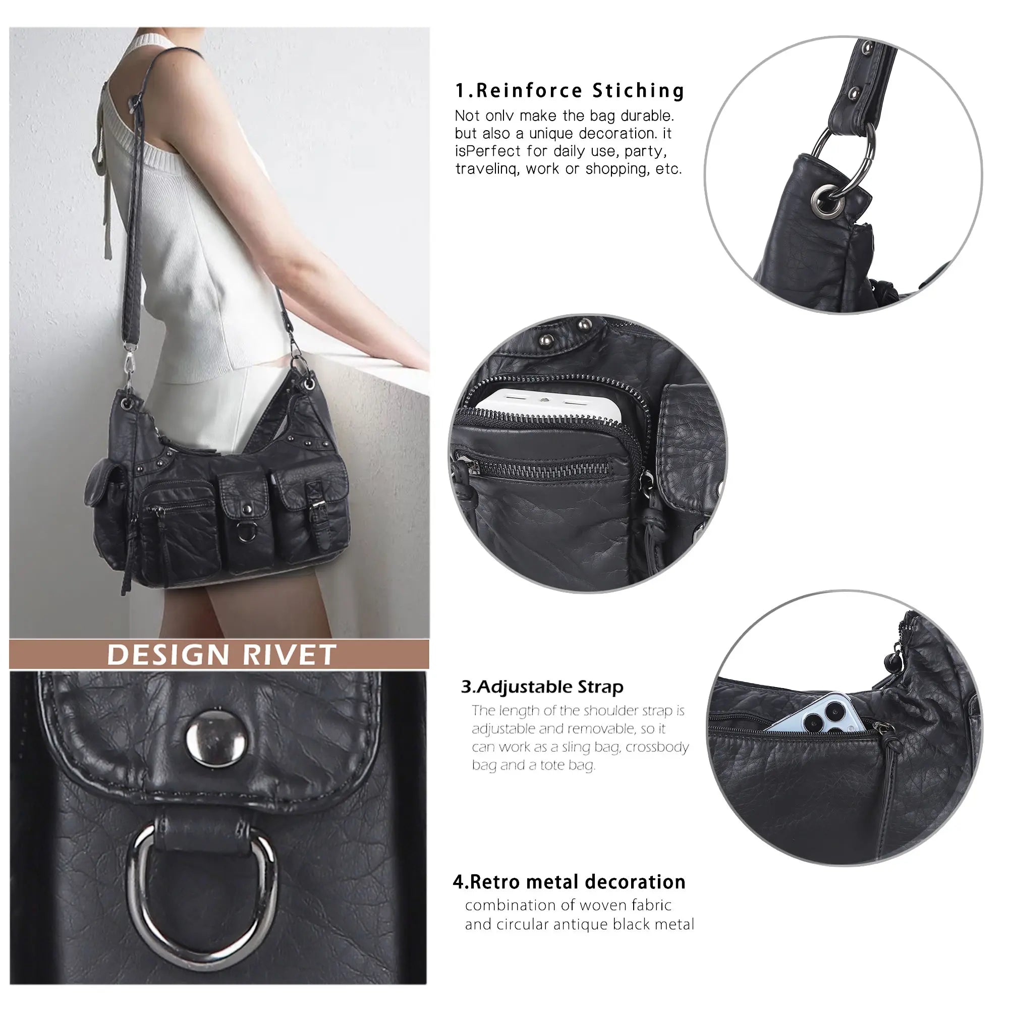 Small Multi-Pocket Shoulder &amp; Crossbody Bag