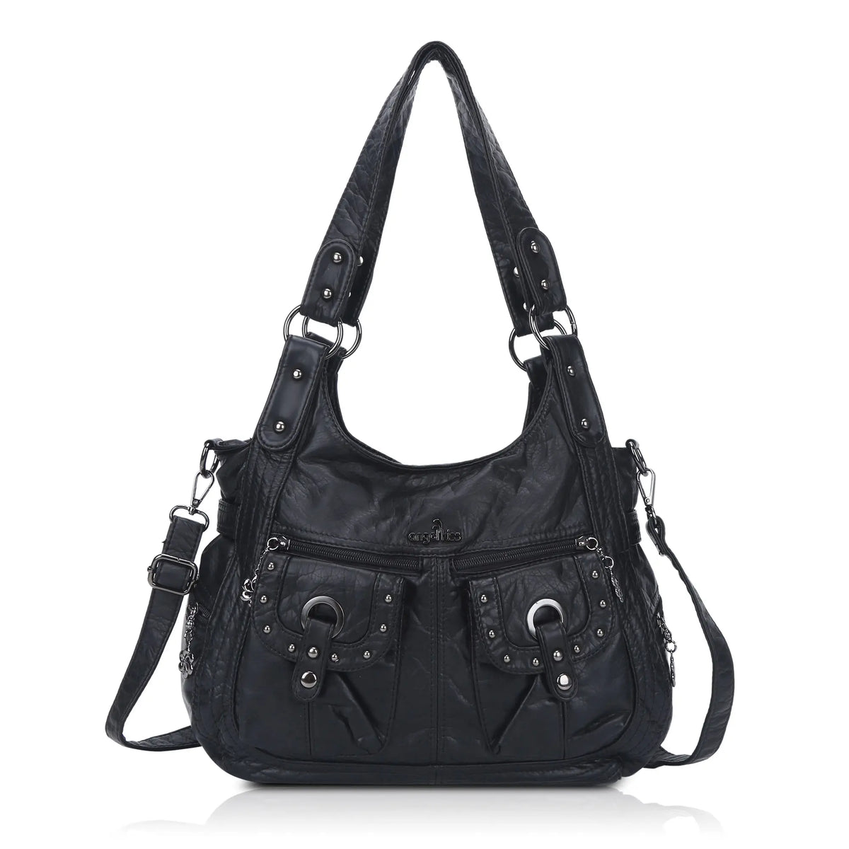Women's Biker Purses Moto Shoulder Bag Medium Studded Handbags