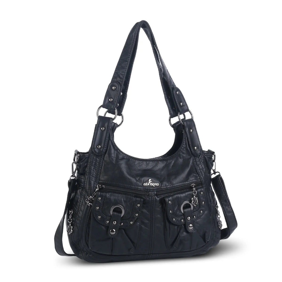 Women's Biker Purses Moto Shoulder Bag Medium Studded Handbags