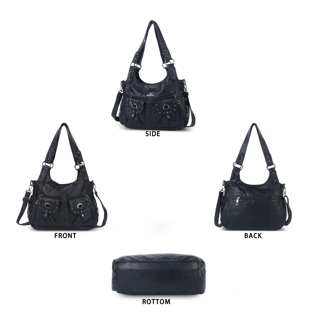 Women's Biker Purses Moto Shoulder Bag Medium Studded Handbags