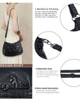 Women's Biker Purses Moto Shoulder Bag Medium Studded Handbags