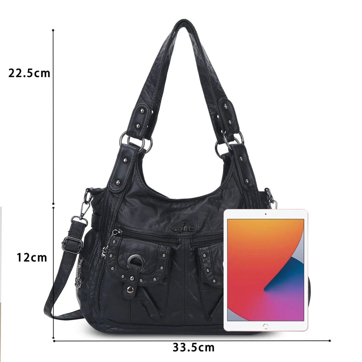 Women's Biker Purses Moto Shoulder Bag Medium Studded Handbags
