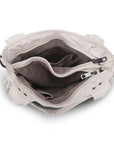 Women’s Vintage Utility Shoulder Bag with Layered Zip Pockets