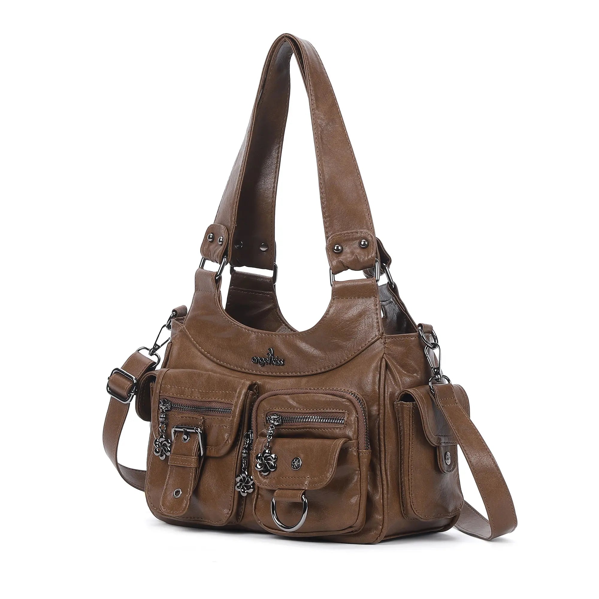 Women’s 2000s Cargo Multi-Pocket Shoulder Bag with Crossbody Strap