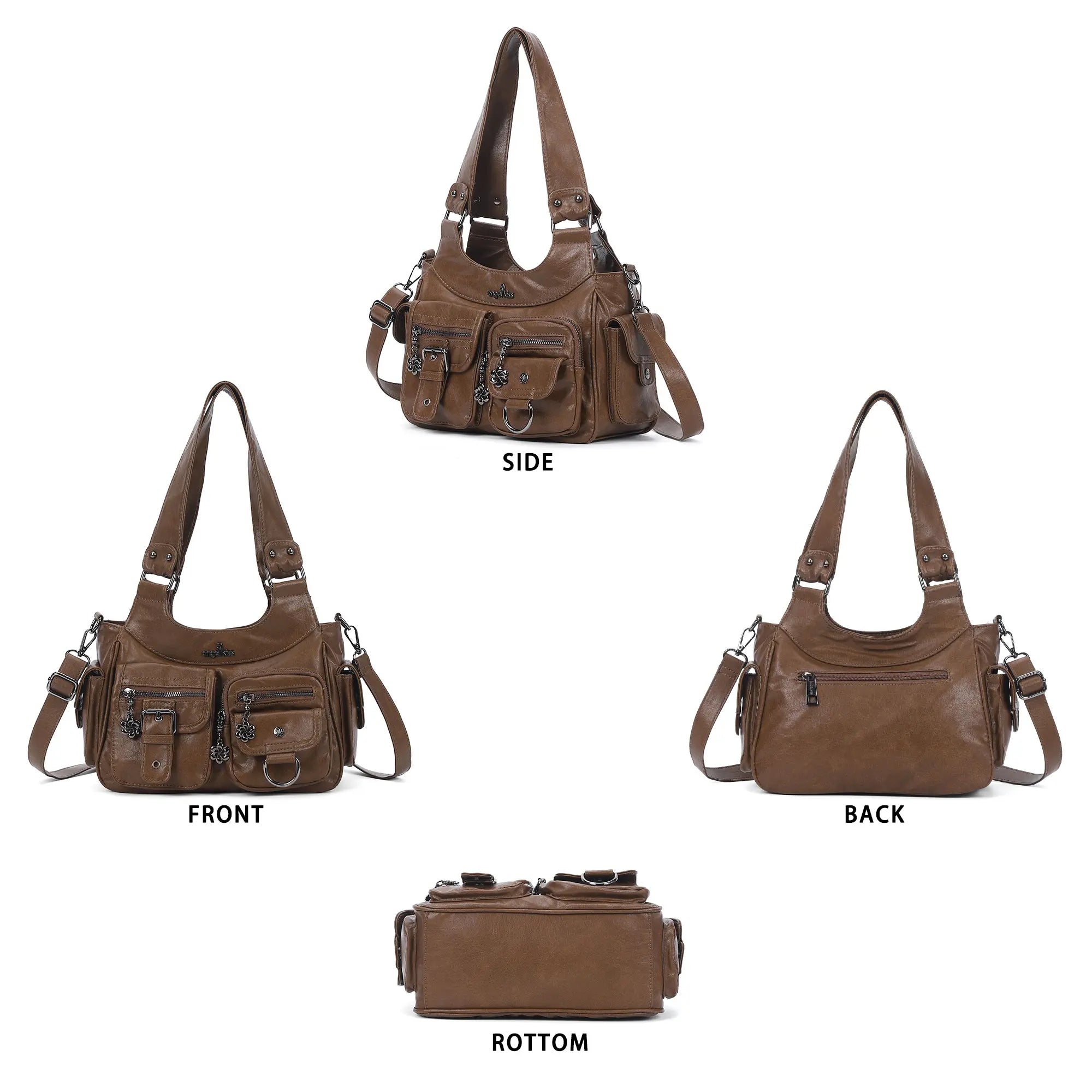 Women’s 2000s Cargo Multi-Pocket Shoulder Bag with Crossbody Strap