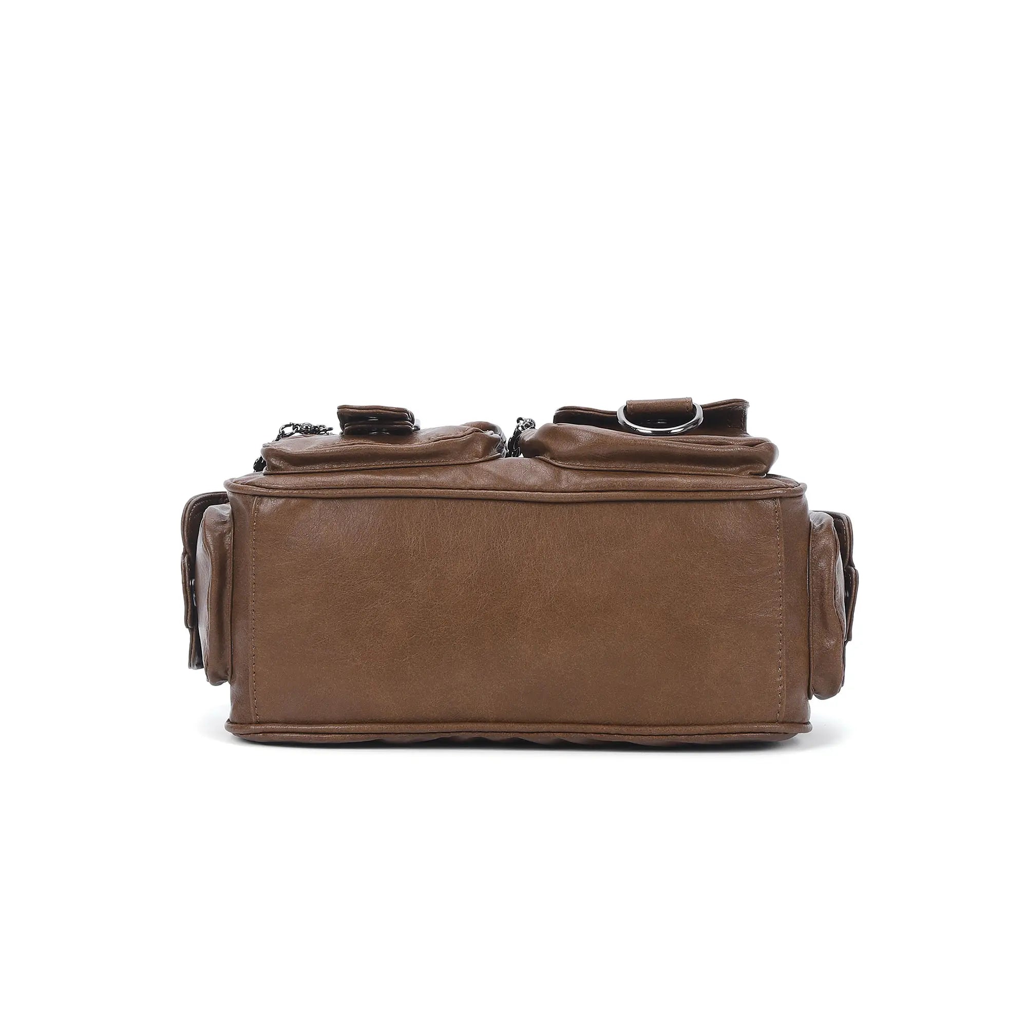 Women’s 2000s Cargo Multi-Pocket Shoulder Bag with Crossbody Strap