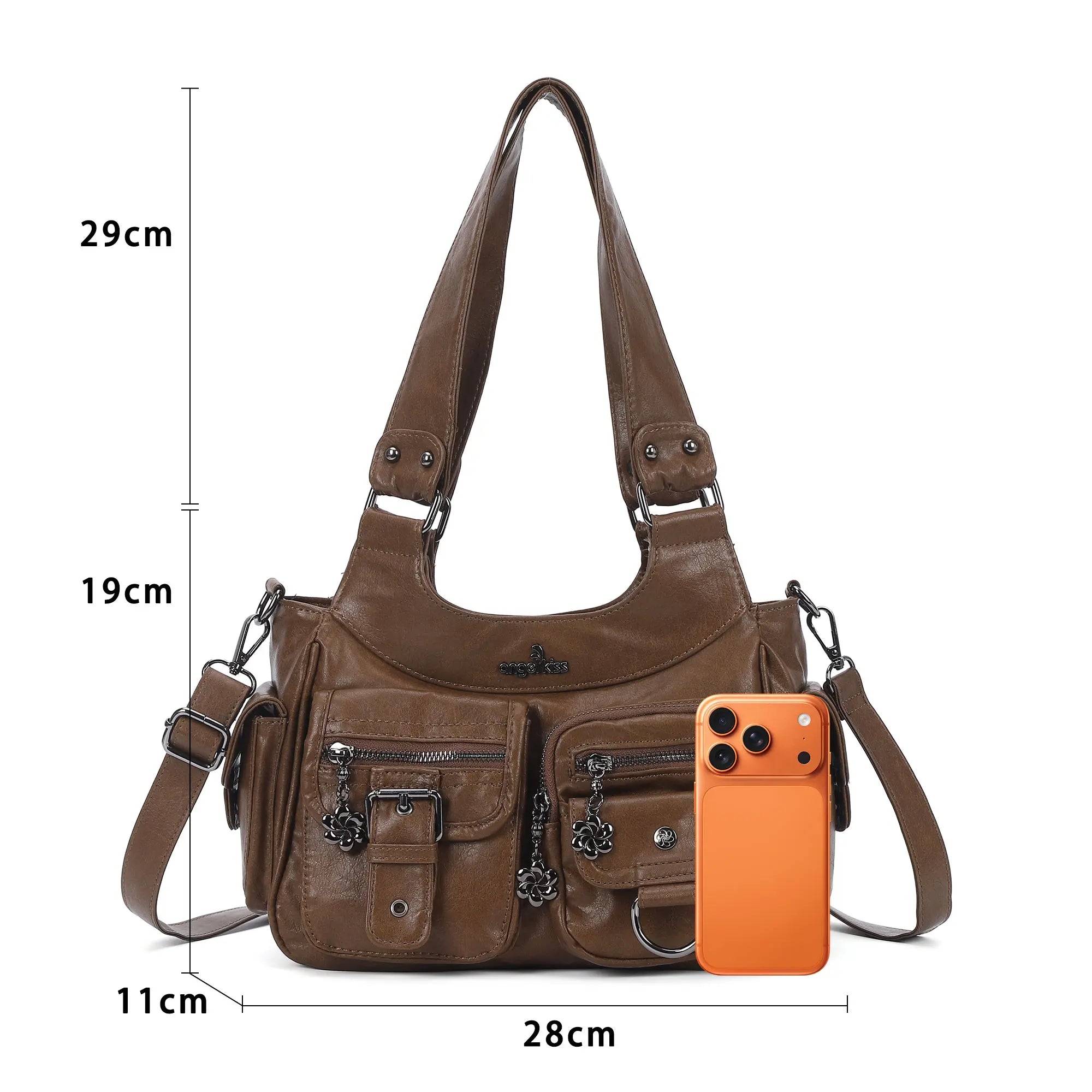 Women’s 2000s Cargo Multi-Pocket Shoulder Bag with Crossbody Strap