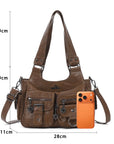 Women’s 2000s Cargo Multi-Pocket Shoulder Bag with Crossbody Strap