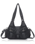 Vintage Moto Multi-Pocket Satchel Bag