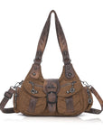 Vintage Moto Multi-Pocket Satchel Bag
